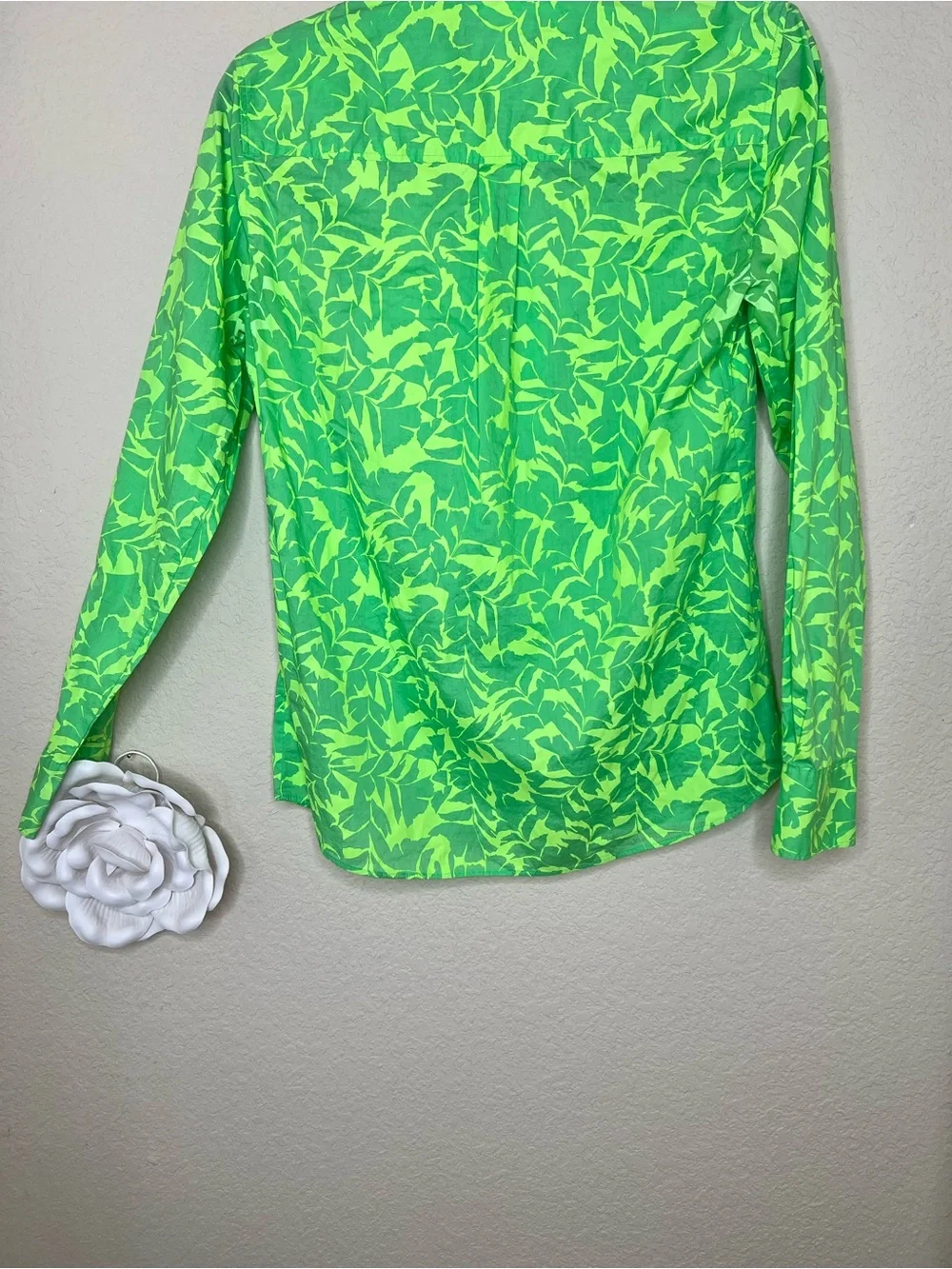 NTM: J.Crew Boy Shirt Tropical Floral Polynesian Green Button Down Size 4